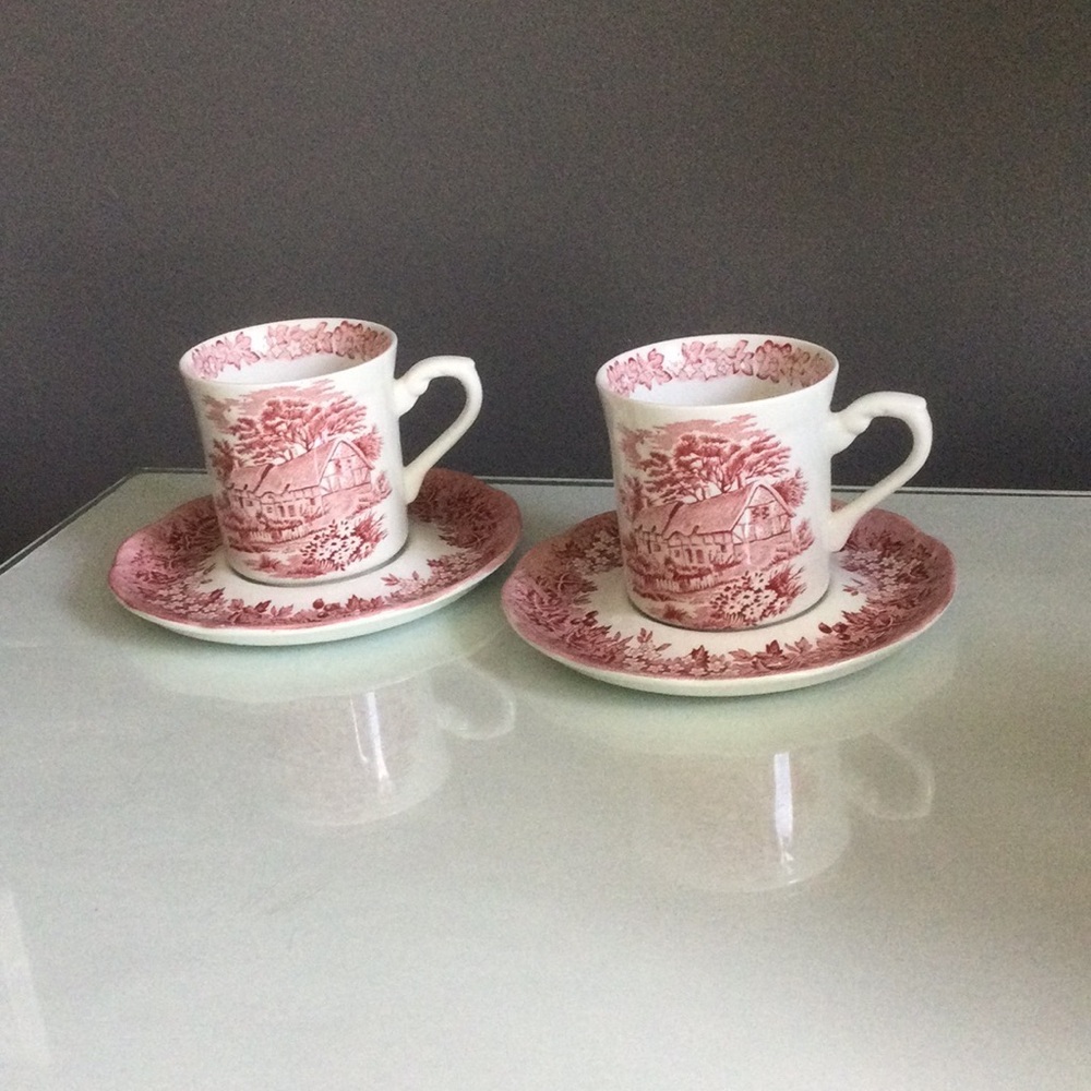 English Ironstone J & G Meakin Anne Hathaway’s Cottage Set Of 2 C…